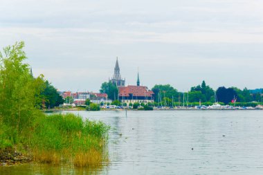 Alman şehri Konstanz 'ın Bodensee lak' taki panoraması