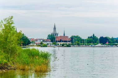 Alman şehri Konstanz 'ın Bodensee lak' taki panoraması