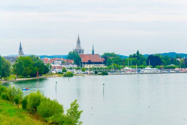 Alman şehri Konstanz 'ın Bodensee lak' taki panoraması