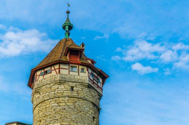 Munot fortress in the swiss city schaffhausen behind the traditional houses