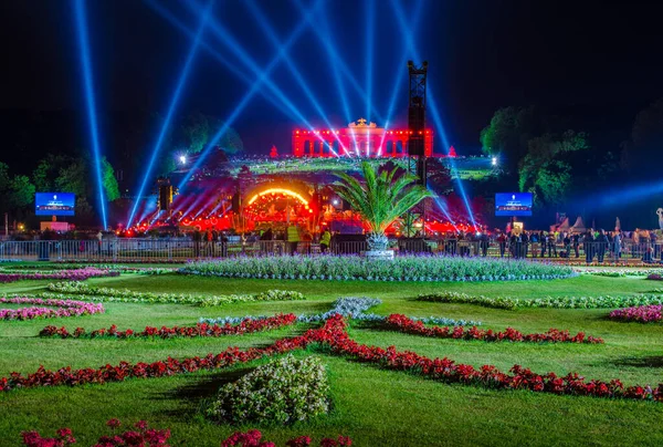 Vienna Austria June 2015 Night View Laser Show Front Gloriette — стокове фото