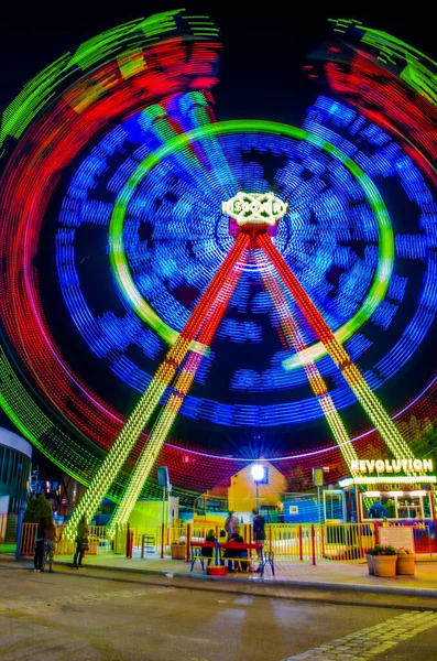 Vienne Autriche Juin 2016 Plan Nocturne Parc Attractions Illuminé Prater — Photo