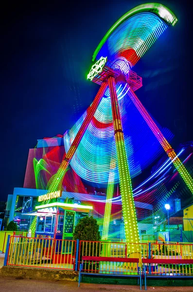 Vienne Autriche Juin 2016 Plan Nocturne Parc Attractions Illuminé Prater — Photo