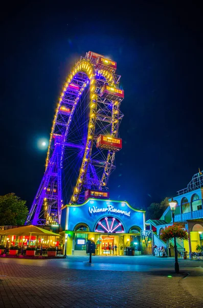 Vienna Austria June 2016 Night View Luminated Riesenrad Ferris Wheel — 스톡 사진