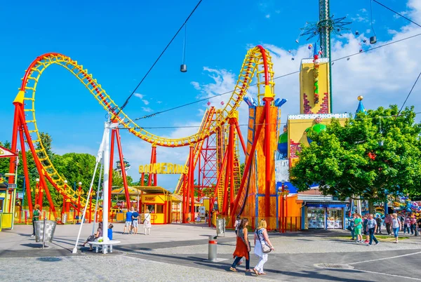 Vienna Austria June 2016 View Orange Roller Coaster Situated Prater — Zdjęcie stockowe