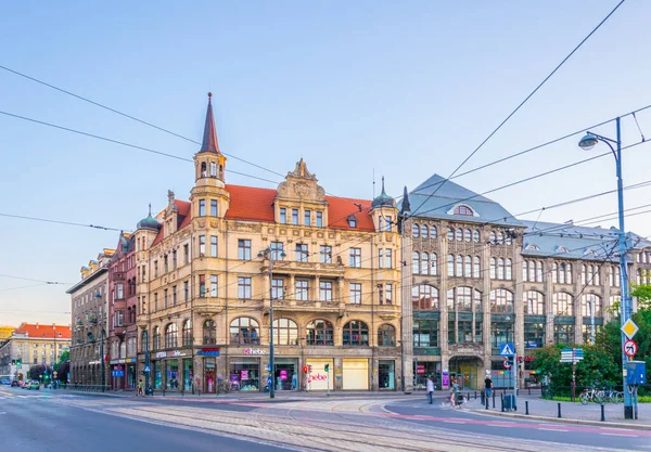 Wroclaw Poland May 2017 Sunset View Street Central Wroclaw Poland — Stock Photo, Image