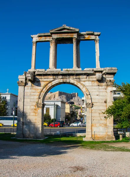 Hadrianus Poort Van Nieuwe Stad Athene Griekenland — Stockfoto