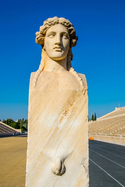 Herm Scultpure Stadionul Panathenaic Din Atena Găzduit Primele Jocuri Olimpice — Fotografie, imagine de stoc