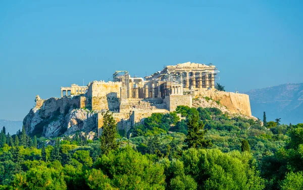 Парфенон Храм Афинском Акрополе Посвященный Деве Богине Афине — стоковое фото