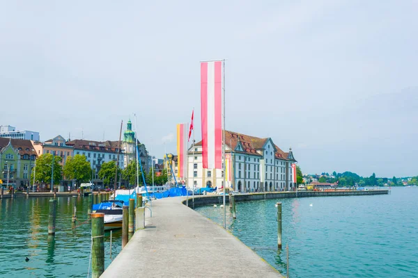 Blick Auf Das Kornhaus Und Den Angrenzenden Yachthafen Schweizerischen Rorschac — Stockfoto