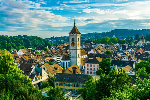 Aerial View Swiss City Schaffhausen Saint Johann Churc — Foto Stock