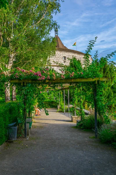 Munot Fortress Swiss City Schaffhausen Viewed Garden Nearb — Stock Photo, Image