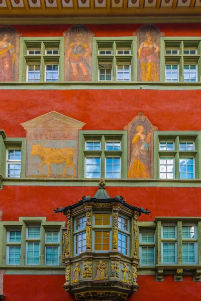 Kolorowe Domy Szwajcarskim Mieście Schaffhause — Zdjęcie stockowe