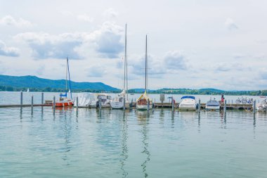 view of marina situated on bodensee near Radolfzell am Bodensee, Switzerlan