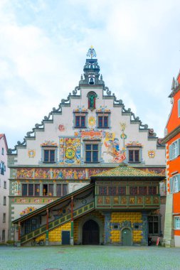 Alman şehri Linda 'nın dekore edilmiş belediye binası manzarası