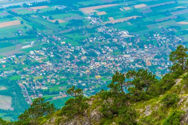 Schaan 'ın hava manzarası, liechtenstein.