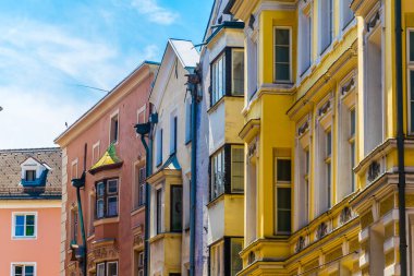 Colorful facades of houses in the Austrian city Innsbruck