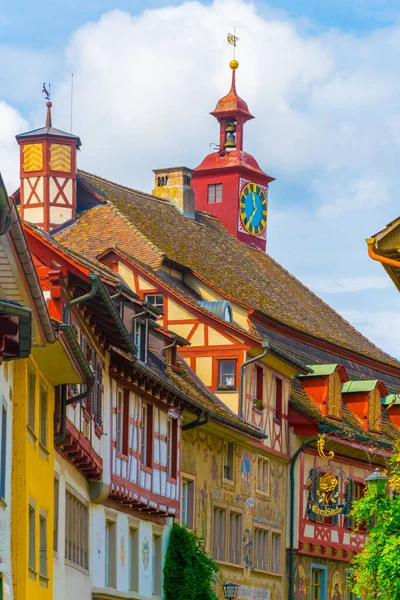 Färgglada Hus Den Schweiziska Staden Stein Rhei — Stockfoto