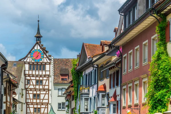 Colorful Houses Swiss Town Stein Rhei — Stockfoto