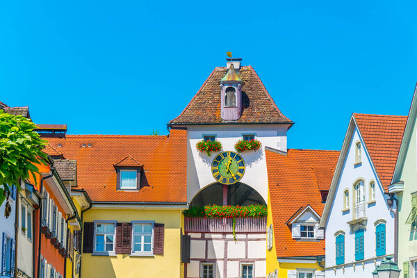 Colorful facades of houses in the german city meersbur