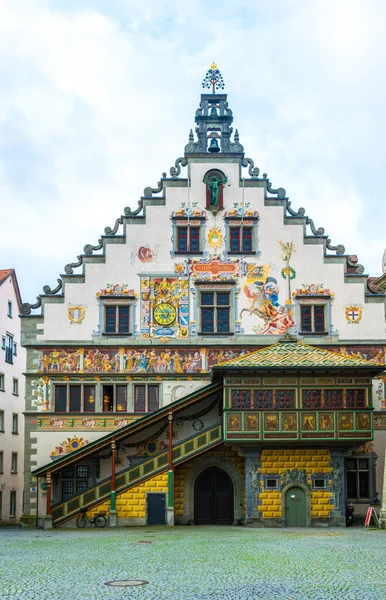 Zicht Het Gedecoreerde Stadhuis Duitse Stad Linda — Stockfoto