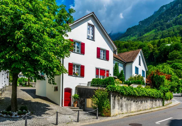 Beautiful House Built According Style Traditional Architecture Mitteldorf Area Vaduz — Photo