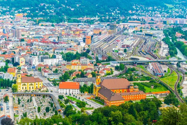 Aerial View Stift Wilten Abbey Austrian City Innsbruck — 스톡 사진