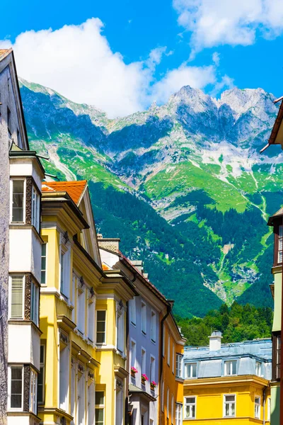 Colorful Facades Houses Austrian City Innsbruck — стоковое фото