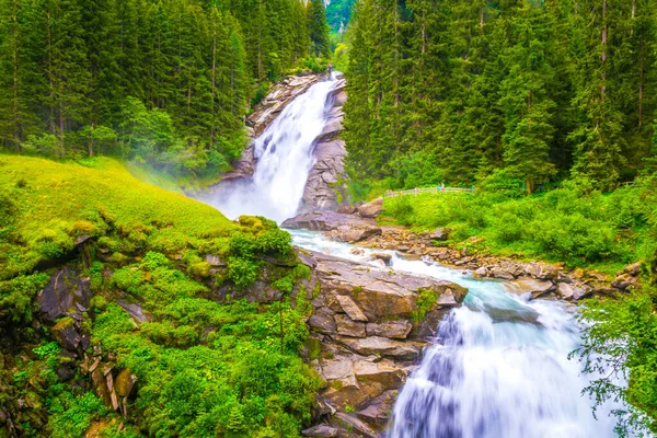 Vista Cachoeira Krimml Que Maior Cachoeira Áustria — Fotografia de Stock