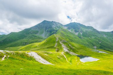 Avusturya 'nın Salzburg bölgesindeki Zell am yakınlarındaki ünlü Pinzgauer spaziergang yürüyüş yolu boyunca uzanan Alpleri görüyorsunuz..