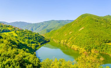 Rodop dağlarında bir baraj manzarası, bulgari