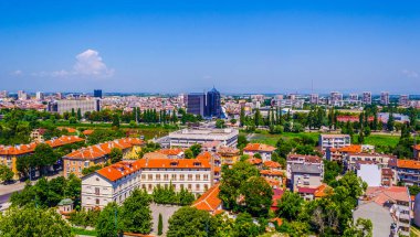 Bulgar kenti Plovdi 'nin hava manzarası