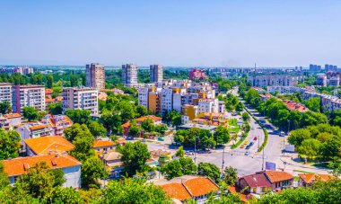 Bulgar kenti Plovdi 'nin hava manzarası