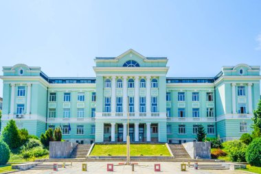 Shumen, Bulgari 'deki yerel adliye binası manzarası