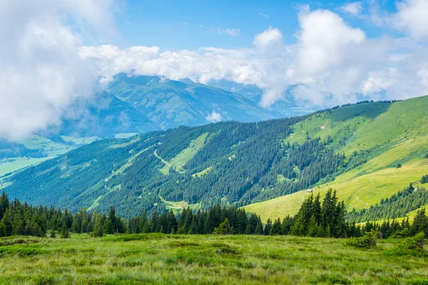 Vista Las Alpes Largo Del Famoso Sendero Senderismo Pinzgauer Spaziergang — Foto de Stock