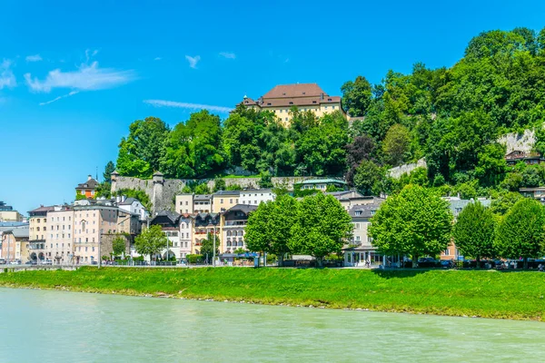 View Riverside Salzach River Salzburg Austria — Stock Photo, Image