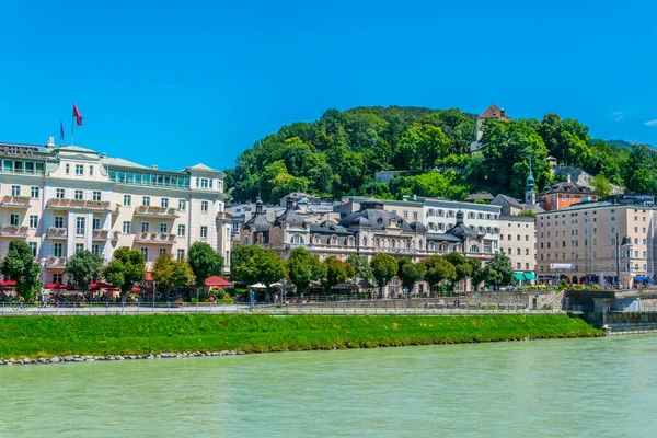 View Riverside Salzach River Salzburg Austria — Stock Photo, Image