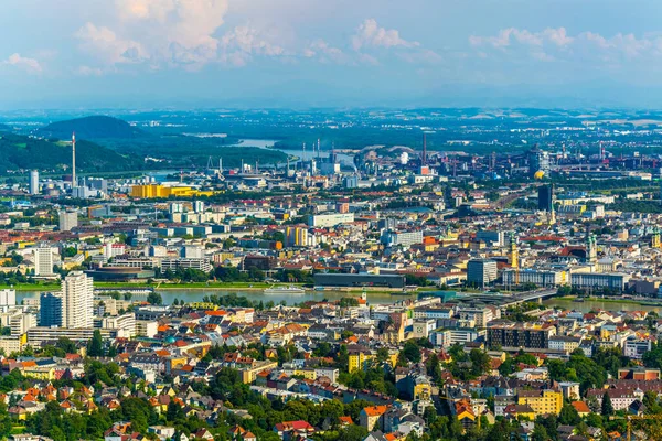 Flygfoto Över Österrikiska Staden Linz — Stockfoto