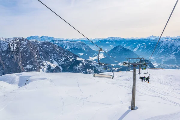 Lift Brengt Skiërs Naar Top Van Bad Aussee Skigebied Austri — Stockfoto