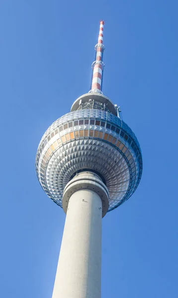 Λεπτομέρεια Της Κορυφής Του Πύργου Τηλεόρασης Fernsehturm Στο Βερολίνο — Φωτογραφία Αρχείου