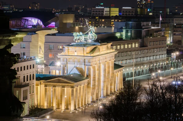 View Illuminated Brandenburger Tor Taken Terrace Reichstag Building Berlin — Foto Stock