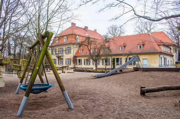 Detail Playground Swing Yellow Building Potsdam Germany — Stockfoto