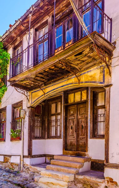 Vista Una Calle Estrecha Parte Histórica Ciudad Búlgara Plovdi — Foto de Stock