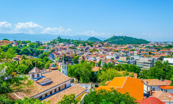 Вид с воздуха на болгарский город Пловди