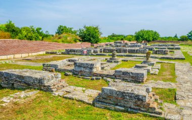 İlk Bulgar kişi olan Pliska 'nın yıkıntılarının manzarası