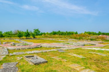 İlk Bulgar kişi olan Pliska 'nın yıkıntılarının manzarası