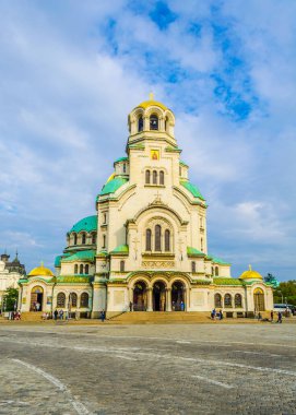 Bulgaristan 'ın Sofya kentindeki Alexander Nevski katedrali manzaralı