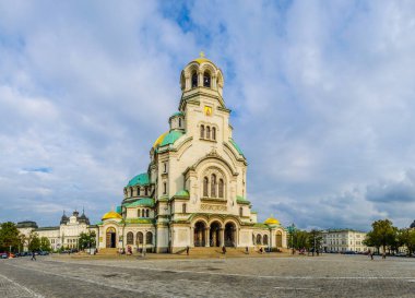 Bulgaristan 'ın Sofya kentindeki Alexander Nevski katedrali manzaralı
