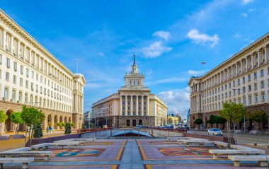 Sofya ve Bulgari 'deki bağımsızlık meydanının manzarası