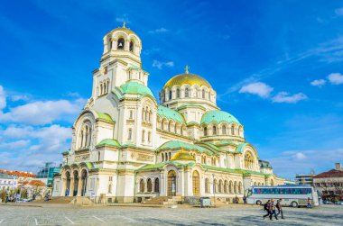 Bulgaristan 'ın Sofya kentindeki Alexander Nevski katedrali manzaralı